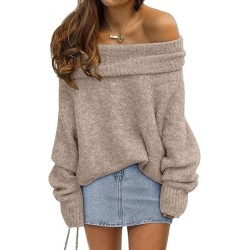 Womens Off The Shoulder Sweater Oversized Batwing
