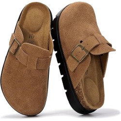 100% Genuine Leather Platform Clogs for Women Footwear