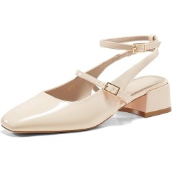Womens Mary Jane Chunky Low Heels Closed Square Toe