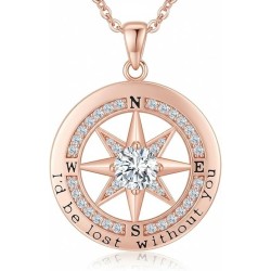 Compass Necklace for Women Wife Girlfriend Mom Daughter Gifts S925 Sterling Silver