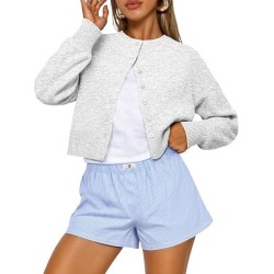 Cropped Cardigan Sweaters for Women Lightweight Y2k Fall Outfits Spring Fashion Clothes