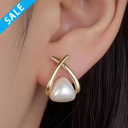 gold earrings for women -Stylish Gold-Plated Pearl