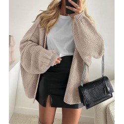 Womens Oversized Cardigan Sweaters 2025 Fall Long Lantern Sleeve Knit Open Front Lightweight Sweater